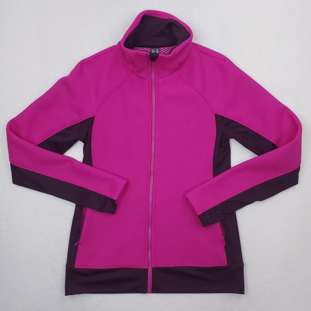 Under Armour Jacket Womens Medium Pink Fuchsia Burgundy Infrared Coldgear Fleece